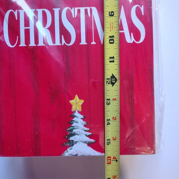 Wooden Merry Christmas Sign Red Snowy Tree Stackable Panels Holiday Cheer Decor - Picture 13 of 16